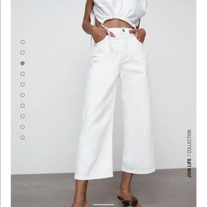 Zara high rise wide leg cropped jeans